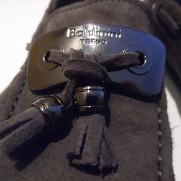Baldinini Shearling Sheepskin Suede‎ Fur Moccasins Shoes Slip On Loafers
