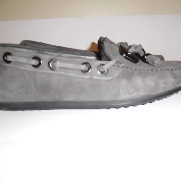 Baldinini Shearling Sheepskin Suede‎ Fur Moccasins Shoes Slip On Loafers