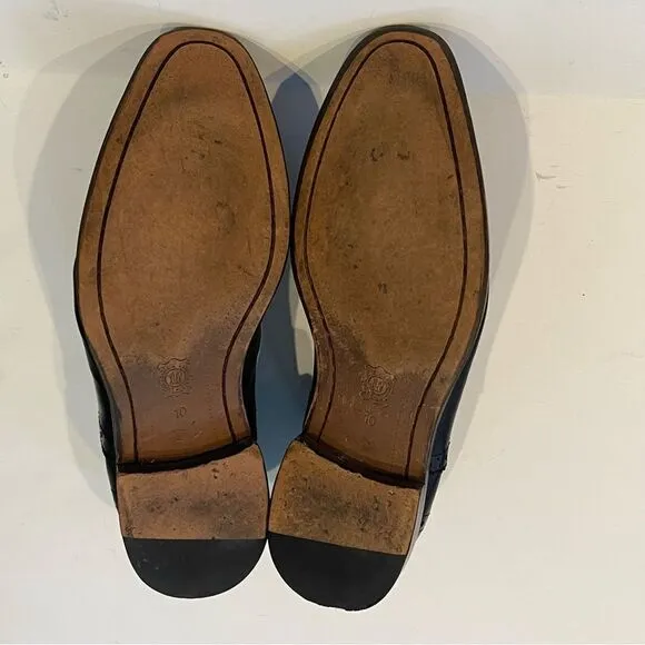 Banana Republic Mens 10.5 Black Leather Cap Toe Strap Oxford Business Dress Shoe