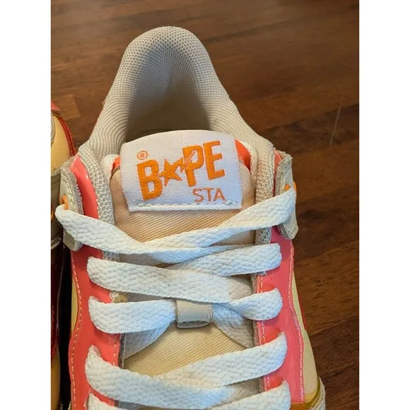 Bape SK8 STA Mens 10.5 US Sneakers Orange Pink Tan Camo - A Bathing Ape Shoes
