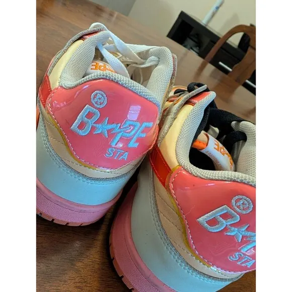 Bape SK8 STA Mens 10.5 US Sneakers Orange Pink Tan Camo - A Bathing Ape Shoes