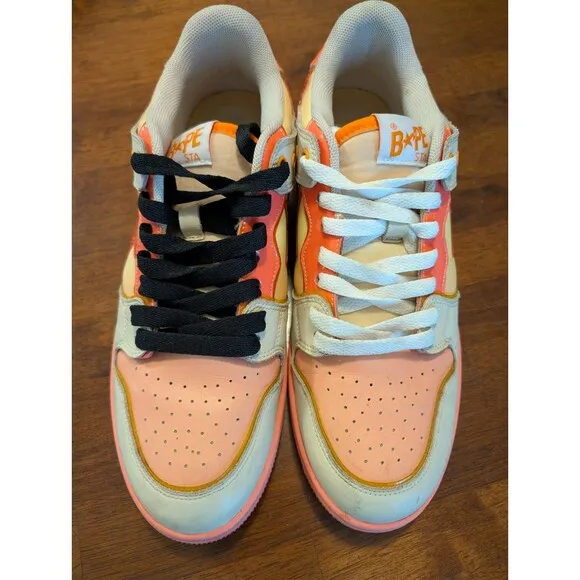 Bape SK8 STA Mens 10.5 US Sneakers Orange Pink Tan Camo - A Bathing Ape Shoes