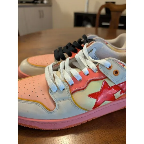 Bape SK8 STA Mens 10.5 US Sneakers Orange Pink Tan Camo - A Bathing Ape Shoes
