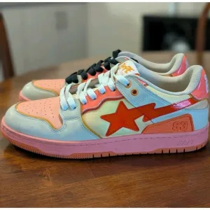 Bape SK8 STA Mens 10.5 US Sneakers Orange Pink Tan Camo - A Bathing Ape Shoes