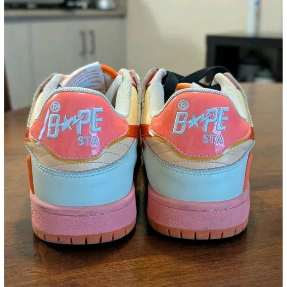 Bape SK8 STA Mens 10.5 US Sneakers Orange Pink Tan Camo - A Bathing Ape Shoes