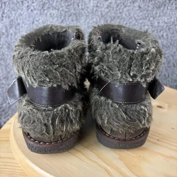 Bass Durango Suede Boots Womens 9 Brown Faux Fur Moc Toe Winter Ankle Booties