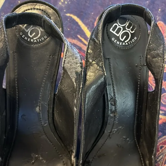 BCBG - Gorgeous Black and Snakeskin Sandals, Size 11