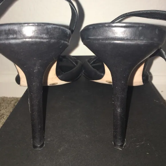 BCBG MaxAzria Black Leather Sandals Heels Size 10
