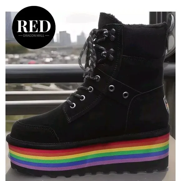 Bearpaw Retro Alicia Rainbow Platform Boots - Women's Size 7 - NEW!!