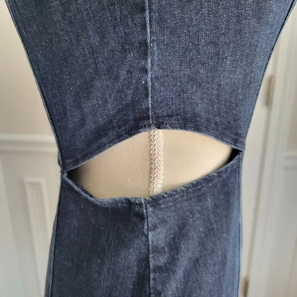 Bebe Front Zip‎ Side Cut Out Denim Mini Dress