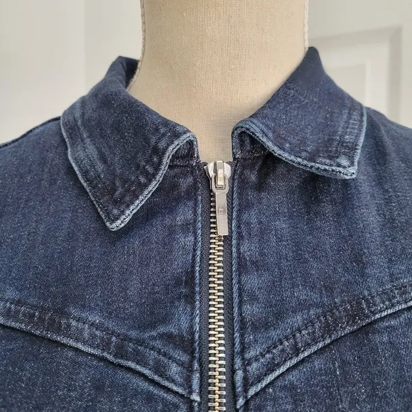 Bebe Front Zip‎ Side Cut Out Denim Mini Dress