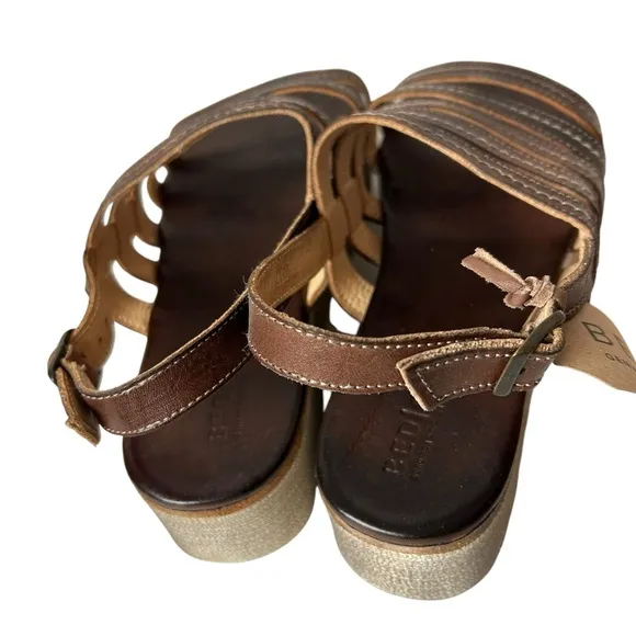 Bed Stu women’s Ensley Teak Rustic leather platform heels slingback sandals 11