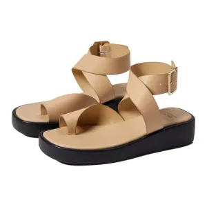 Beige Abercrombie &amp; Fitch Open-Toe Ankle Wrap Platform Sandals (NWT)