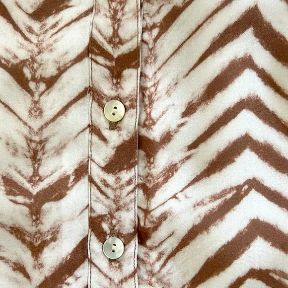 Bella Dahl Willow Goldie Flowy Midi Wrap Shirtdress Golden Chevron Print NWT