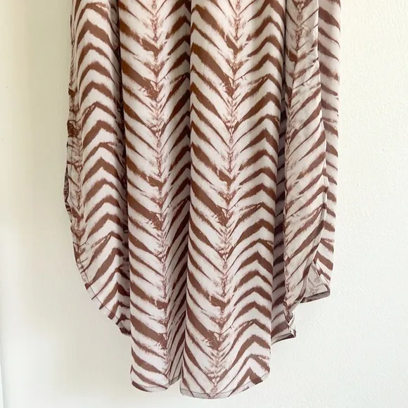 Bella Dahl Willow Goldie Flowy Midi Wrap Shirtdress Golden Chevron Print NWT