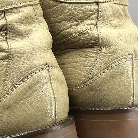 Belvedere Pero Ostrich Dress Boots Men Size 11 Beige Mid Top Leather Lace Shoes