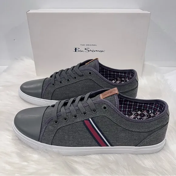 Ben Sherman Men’s Madison Oxford Sneakers Charcoal Textile Size 12