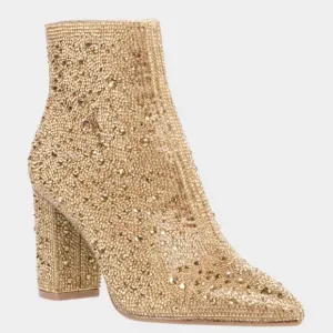 Betsey Johnson Gold Rhinestones - Crystals SB CADY Heeled Boot - New In Box