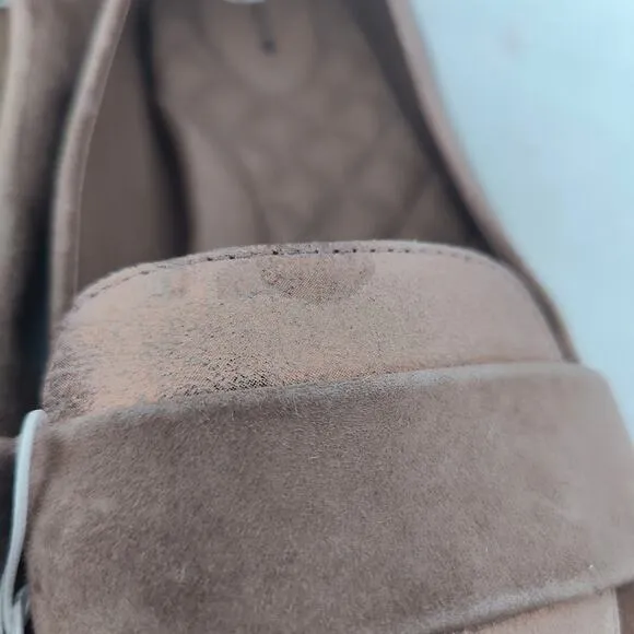 Birdies Women Size 9 The Blackbird Oak Shimmer Tan Suede Loafers Shoes NEW READ
