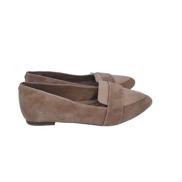 Birdies Women Size 9 The Blackbird Oak Shimmer Tan Suede Loafers Shoes NEW READ