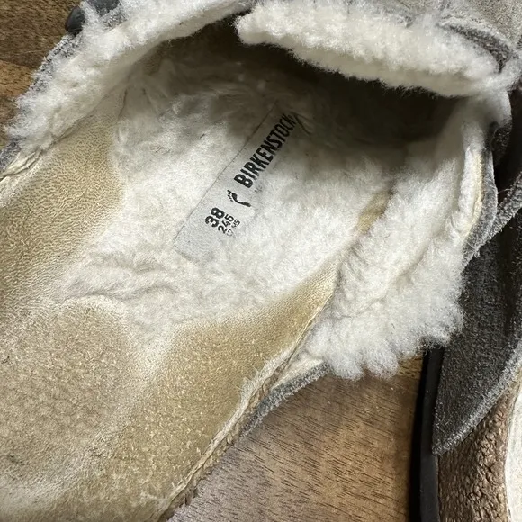 Birkenstock Boston Shearling 38 Grey Mule Clog Slip On