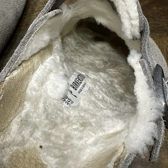 Birkenstock Boston Shearling 38 Grey Mule Clog Slip On