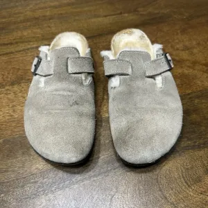 Birkenstock Boston Shearling 38 Grey Mule Clog Slip On