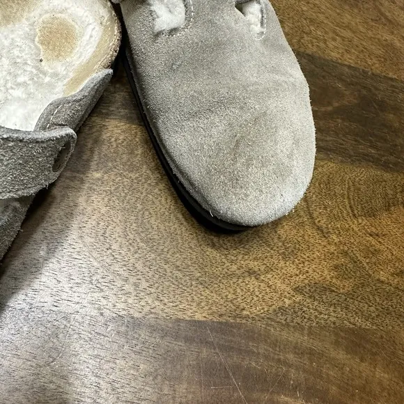 Birkenstock Boston Shearling 38 Grey Mule Clog Slip On