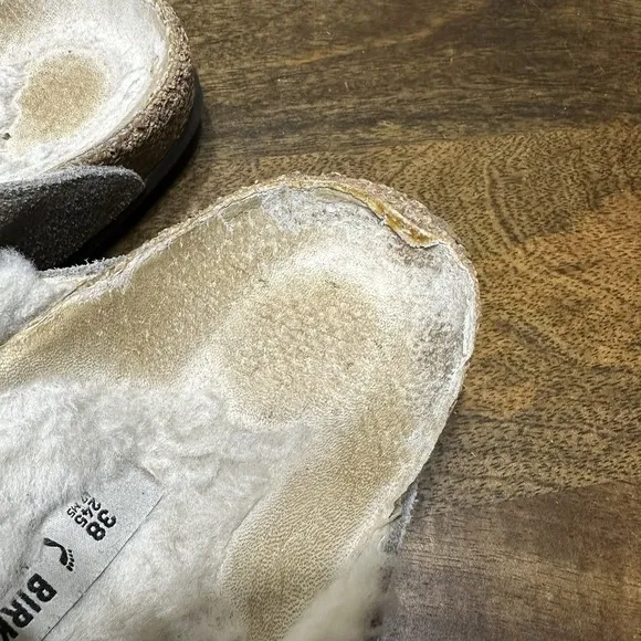 Birkenstock Boston Shearling 38 Grey Mule Clog Slip On
