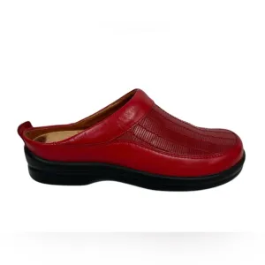 Birkenstock Slip On Size US 9 9.5 EU 42 Footprints Red Leather Clog Mule Casual