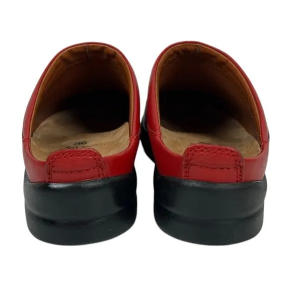 Birkenstock Slip On Size US 9 9.5 EU 42 Footprints Red Leather Clog Mule Casual