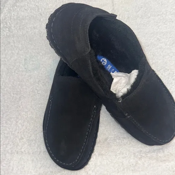 Birkenstock Utti Shearling Black Suede Slip-On Shoes