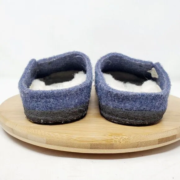 Birkenstock Zermatt Shoes Kids 32 Blue Wool Slip On Mule Sandal Shearling