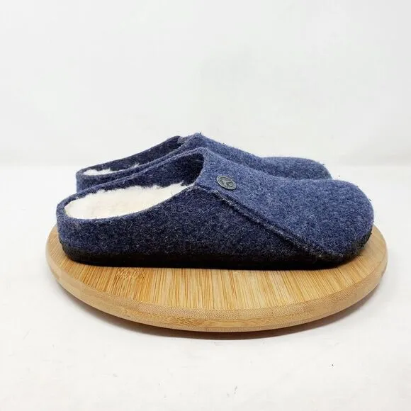 Birkenstock Zermatt Shoes Kids 32 Blue Wool Slip On Mule Sandal Shearling