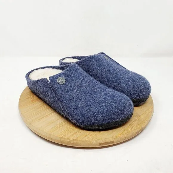 Birkenstock Zermatt Shoes Kids 32 Blue Wool Slip On Mule Sandal Shearling