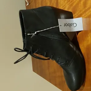 BLACK GABOR TIE UP SIDE ZIPPER BOOTS  SIZE 7.5      5 EUR