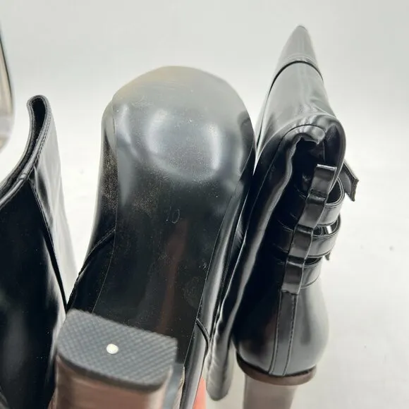 Black Knee High Long Boots Closed Toe Chunky Heel Side Zipper Winter Shoes