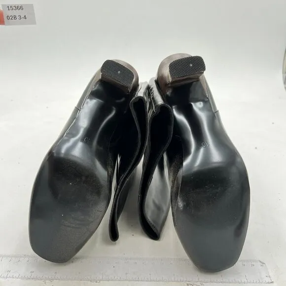 Black Knee High Long Boots Closed Toe Chunky Heel Side Zipper Winter Shoes