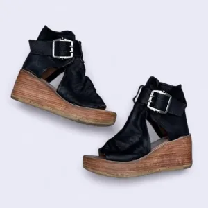 Black Wedge Sandals