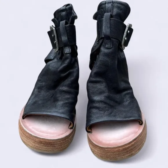 Black Wedge Sandals