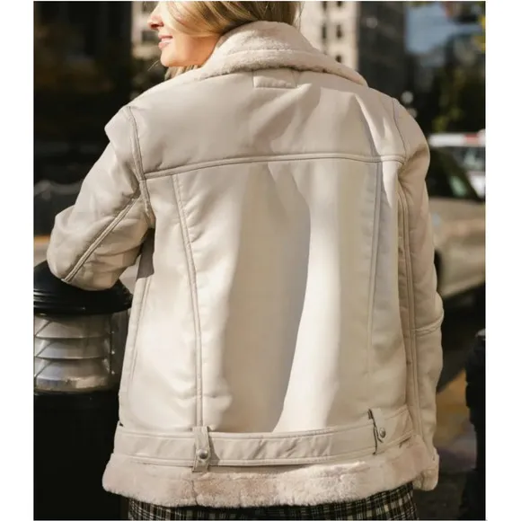Blank NYC Faux Leather Lining Soft Faux Fur Moto Jacket Size XS