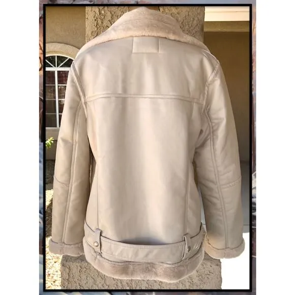 Blank NYC Faux Leather Lining Soft Faux Fur Moto Jacket Size XS