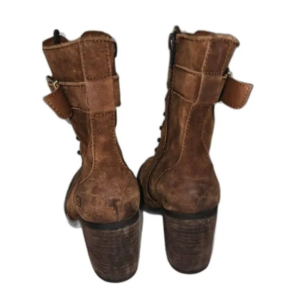 Born Cass Brown Distressed Suede Lace Up Leather Hiking Boots Size 7M