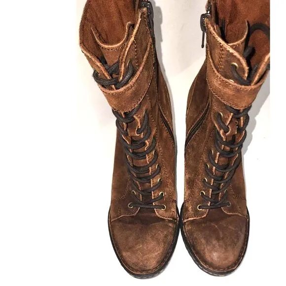Born Cass Brown Distressed Suede Lace Up Leather Hiking Boots Size 7M