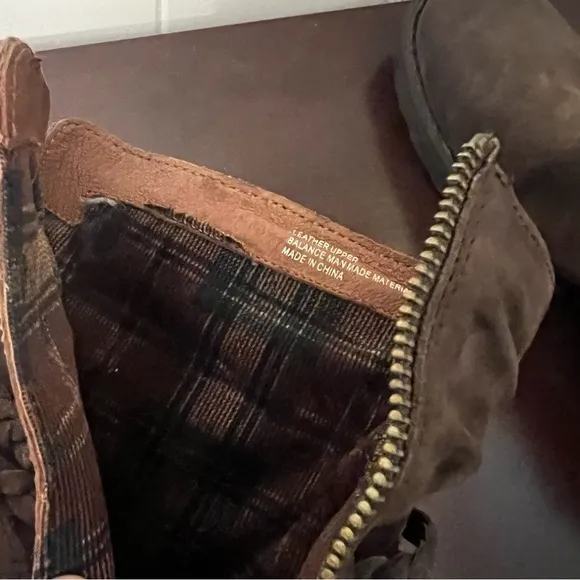 Born Ouvea Slouch Ankle Boots brown leather braided band 6.5 NWT
