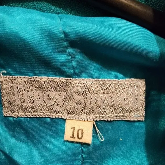 Botique vintage jacket coat wool Size 10 rare teal green designer Tracy Saywell