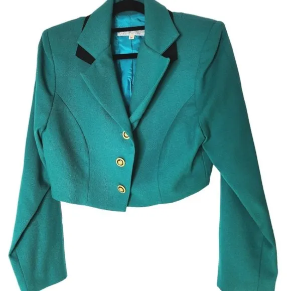 Botique vintage jacket coat wool Size 10 rare teal green designer Tracy Saywell