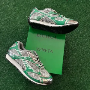 Bottega Veneta Green and Silver Sneakers