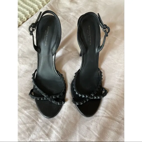Bottega Veneta Leather Rockstud Slingback Stiletto Sandals