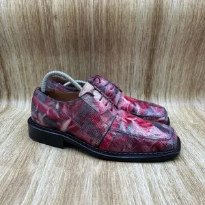 Bottino Ostrich‎ Lizard Dress Shoes Men's Size 7.5 Red Oxford Derby Shoes Casual